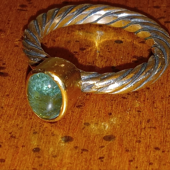 Vintage Jewelry - Emerald 14k Gold 925 Sterling Silver Vintage Ring